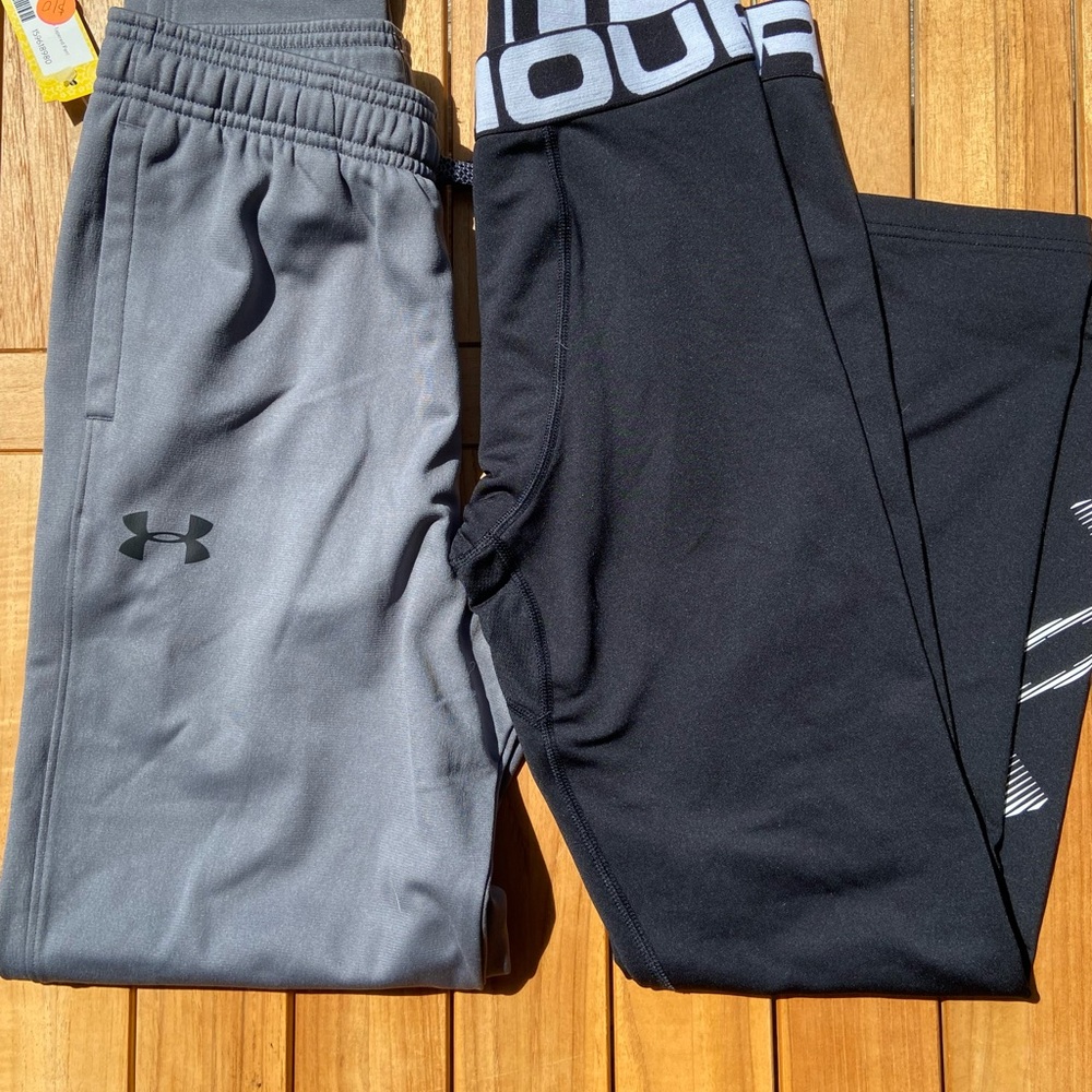 Under Armour tights and sweats for boys, large.